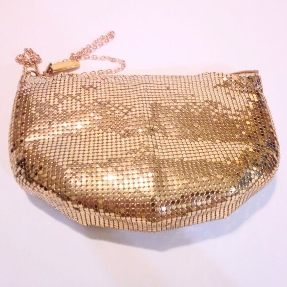 Vintage Gold Metal Mesh Evening Clutch Shoulder Bag - Picture 3 of 8